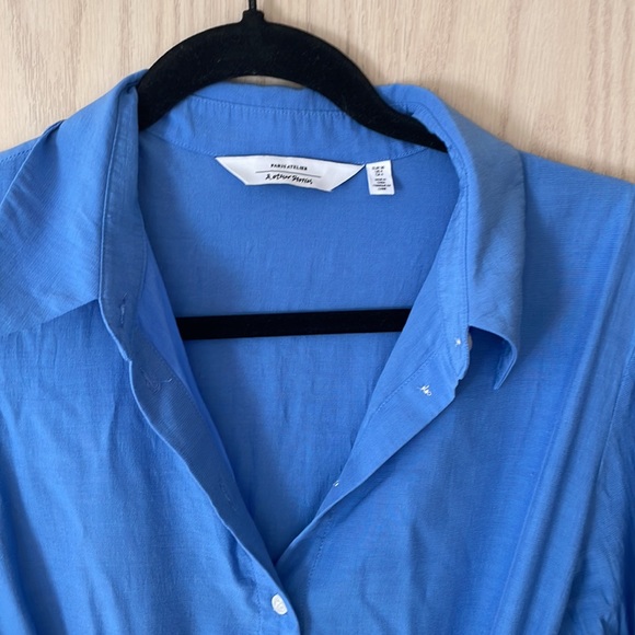 & Other Stories Long Sleeve Waist Tie Midi Dress in Light Blue - Picture 3 of 6